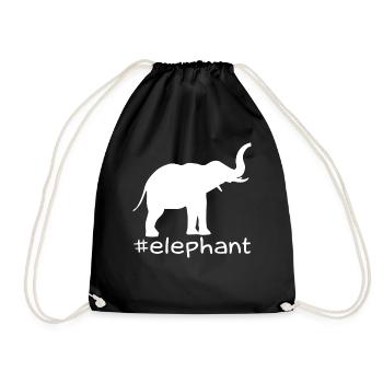 Funny Elephant Hashtag - Drawstring Bag - black - Front