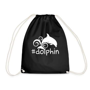 Funny Dolphin Hashtag - Drawstring Bag - black - Front
