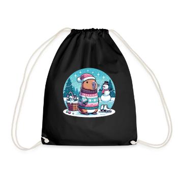 Noël festif Capybara d’hiver - Sac de sport léger - noir - Devant