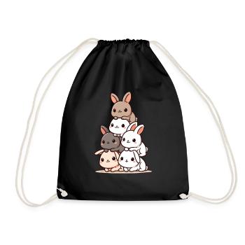 Stack of cute bunnies, adorable - Drawstring Bag - black - Front