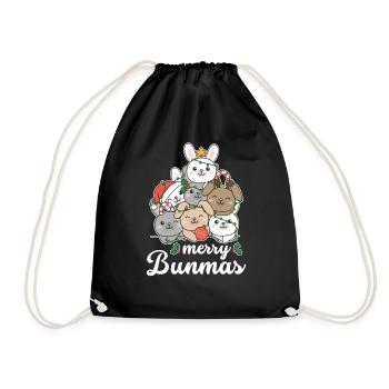 Merry Bunma's Pun Bunny Christmas - Drawstring Bag - black - Front
