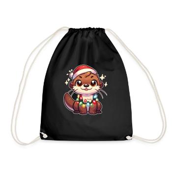 Chapeau de Noël Fée de Noël Loutre - Sac de sport léger - noir - Devant
