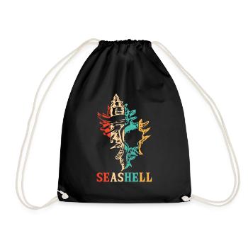 Retro Seashell Shelling Bag Bivalvia Seashell - Drawstring Bag - black - Front