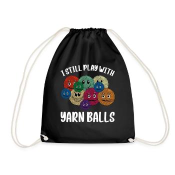 Je joue encore avec des pelotes de laine - Funny Crochet Croch - Sac de sport léger - noir - Devant