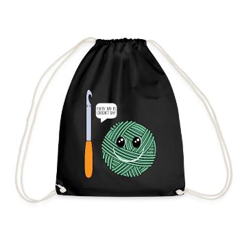 Every day is Crochet day - Crocheting Crocheter - Drawstring Bag - black - Front