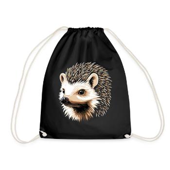 Igel Weißbauchigel Stacheligel Liebe Süßer Igel - Turnbeutel - Schwarz - Vorne
