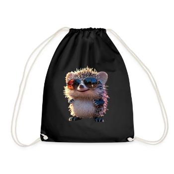 Igel Weißbauchigel Stacheligel Liebe Süßer Igel - Turnbeutel - Schwarz - Vorne