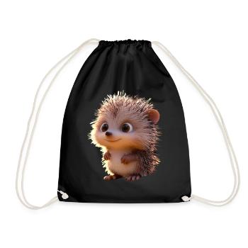 Igel Weißbauchigel Stacheligel Liebe Süßer Igel - Turnbeutel - Schwarz - Vorne