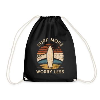 Surfer plus, s’inquiéter moins / Style rétro vintage - Sac de sport léger - noir - Devant
