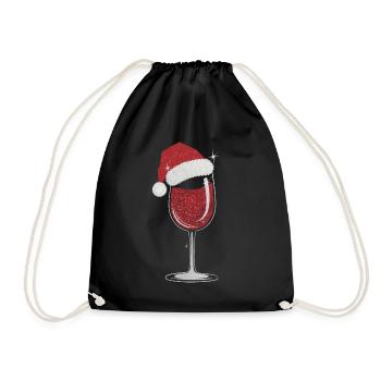 Elegant Christmas wine glass - Drawstring Bag - black - Front
