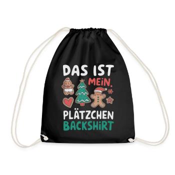 Cookie Baking Shirt Funny Christmas Design - Drawstring Bag - black - Front