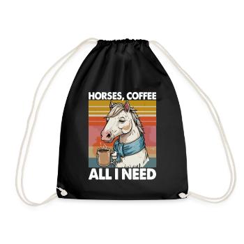 Lustiges Pferd Kunst Pferdebesitzer Pferde Kaffee - Turnbeutel - Schwarz - Vorne