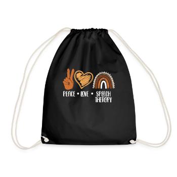 Peace Love Speech Therapy Design - Drawstring Bag - black - Front