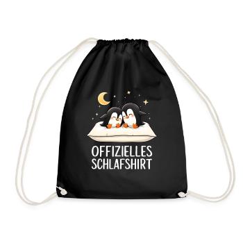Offizielles Schlafshirt Pinguine Pinguin Paar - Turnbeutel - Schwarz - Vorne