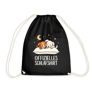 Official Sleep Shirt Dog Dog Couple - Drawstring Bag - black - Front