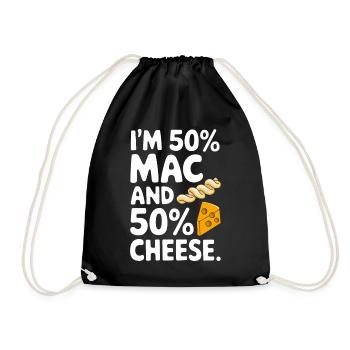 Je suis 50% macaroni et 50% drôle au fromage - Sac de sport léger - noir - Devant
