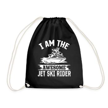 I am the awesome jet ski rider - Funny Jetski Jets - Drawstring Bag - black - Front