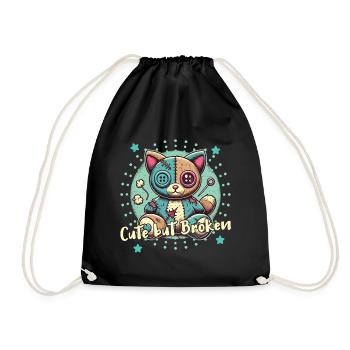 Mental Psychopath Cute But Broken - Drawstring Bag - black - Front