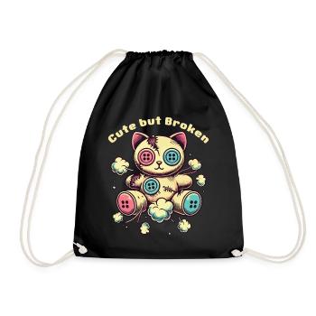 Psychopathe mental Chat mignon mais cassé - Sac de sport léger - noir - Devant