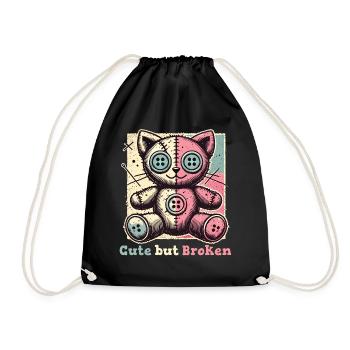Mental Psychopath Cute But Broken Statement - Drawstring Bag - black - Front