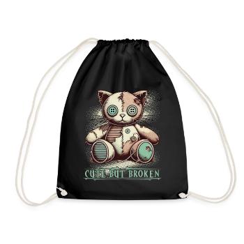 Mental Psychopath Cute But Broken Charm - Drawstring Bag - black - Front