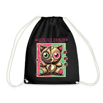 Mental Psychopath Cute But Broken Design - Drawstring Bag - black - Front