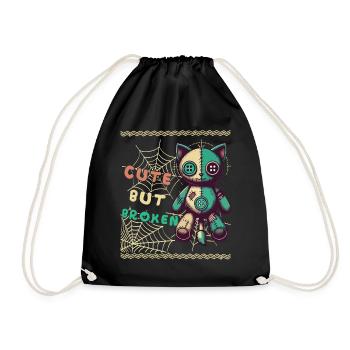 Mental Psychopath Cute But Broken Design - Drawstring Bag - black - Front