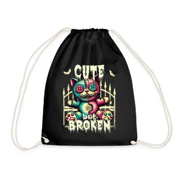 Mental Psychopath - Cute But Broken Cat - Drawstring Bag - black - Front