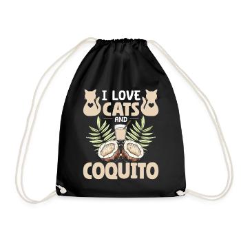 Ich liebe Katzen und Coquito – Tierliebe & Genuss - Turnbeutel - Schwarz - Vorne