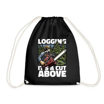 Logging It's A Cut Above Lumber Worker Logger - Drawstring Bag - black - Front