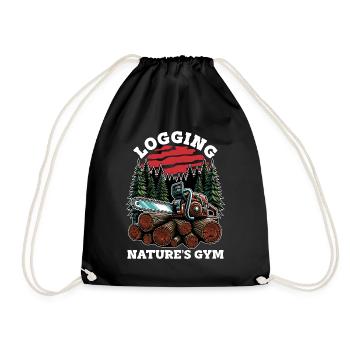 Logging Nature's Gym Arborist Woodworking Logger - Drawstring Bag - black - Front
