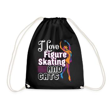 Figure Skating I Love Figure Skating And Cats - Drawstring Bag - black - Front