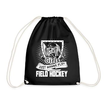 Girl Just Wanna Play Field Hockey - Drawstring Bag - black - Front