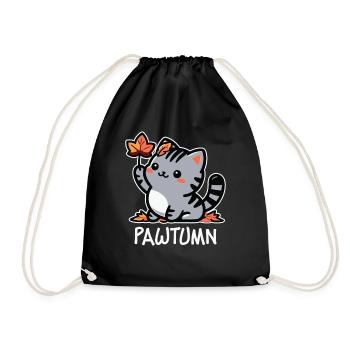 Pawtumn – Süßes Herbstkatzen Outfit - Turnbeutel - Schwarz - Vorne