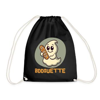 Ghost with Booguette for Baguette Fans - Drawstring Bag - black - Front