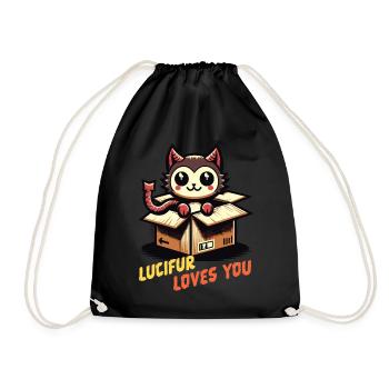 Lucifur Loves You Dessin Animé Motif Chat - Sac de sport léger - noir - Devant