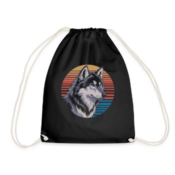 Loup majestueux avant le coucher du soleil - Sac de sport léger - noir - Devant
