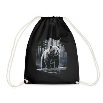 Impressive bear in the forest nature motif - Drawstring Bag - black - Front