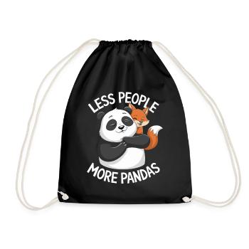 Fewer people, more pandas, humorous saying - Drawstring Bag - black - Front