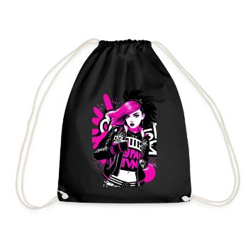 Street Art punk urbain aux accents rose fluo - Sac de sport léger - noir - Devant