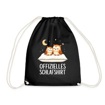Offizielles Schlafshirt Eulen Eule Paar - Turnbeutel - Schwarz - Vorne