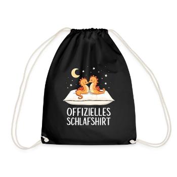 Official Seahorse Sleep Shirt Seahorse Pair - Drawstring Bag - black - Front