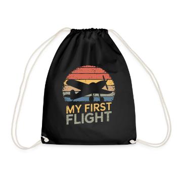My First Flight Retro Airplane Adventure - Drawstring Bag - black - Front