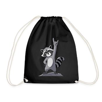 Rock On Raccoon With Cool Gestures - Drawstring Bag - black - Front
