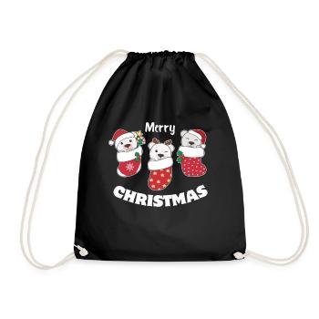 Cute polar bears in Christmas socks for Christmas - Drawstring Bag - black - Front