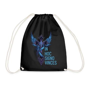 In Hoc Signo Vinces - Geflügeltes Kreuz Symbol Design - Turnbeutel - Schwarz - Vorne