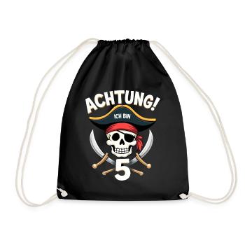 5ème anniversaire Pirate Cadeau Garçons Garçons - Sac de sport léger - noir - Devant