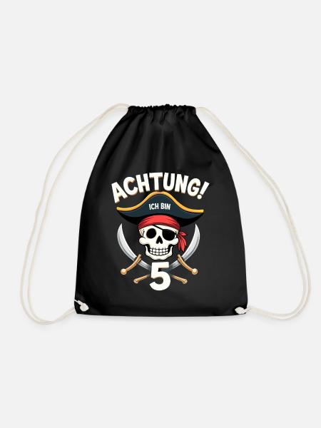 5. Geburtstag Piraten Geschenk Jungs Jungen - Turnbeutel - Schwarz