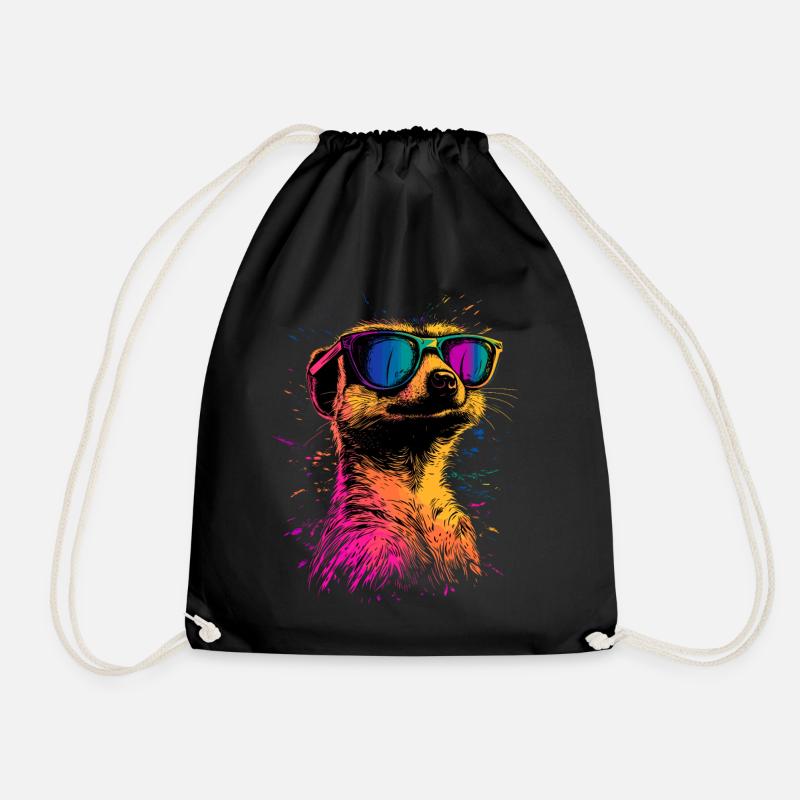 Erdmännchen Sonnenbrille Bunt Süßes Erdmännchen - Turnbeutel - Schwarz