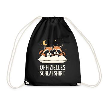 Offizielles Schlafshirt Waschbären Waschbär Paar - Turnbeutel - Schwarz - Vorne